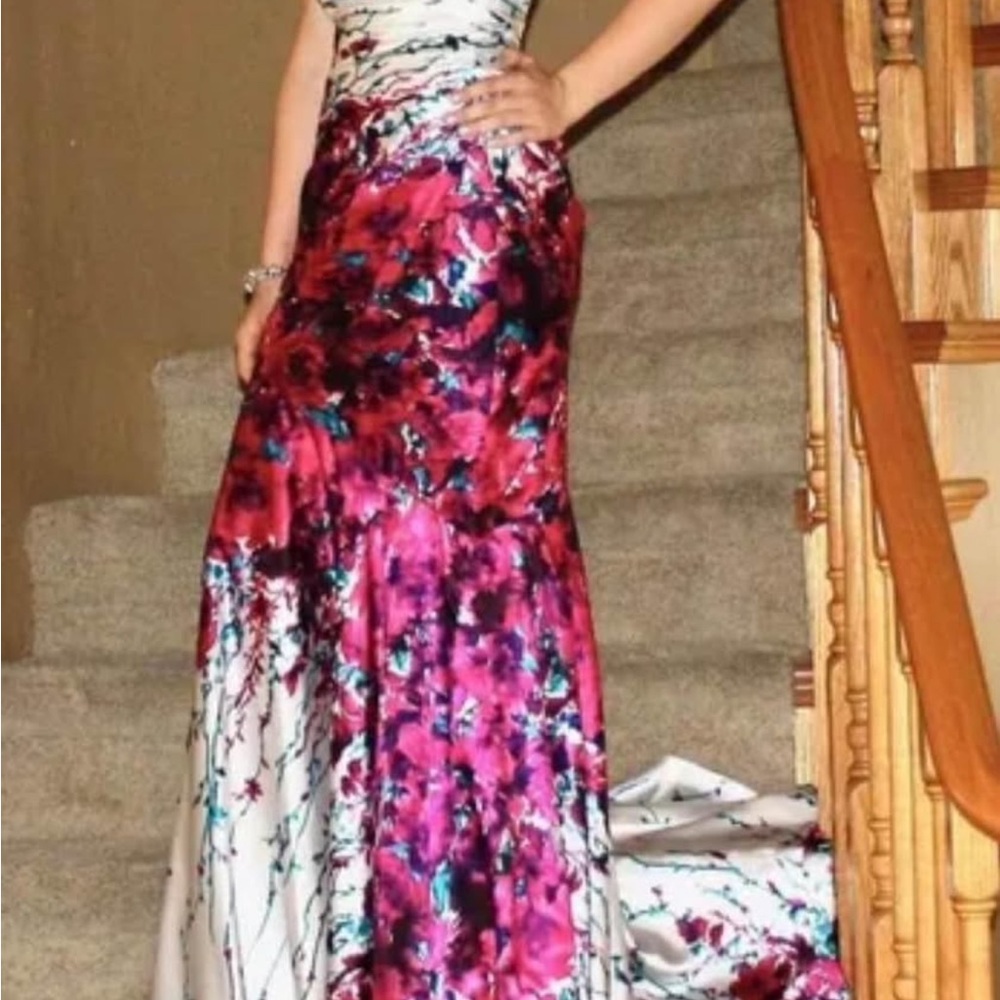 Cache Vibrant Pink and White Floral Maxi Dress